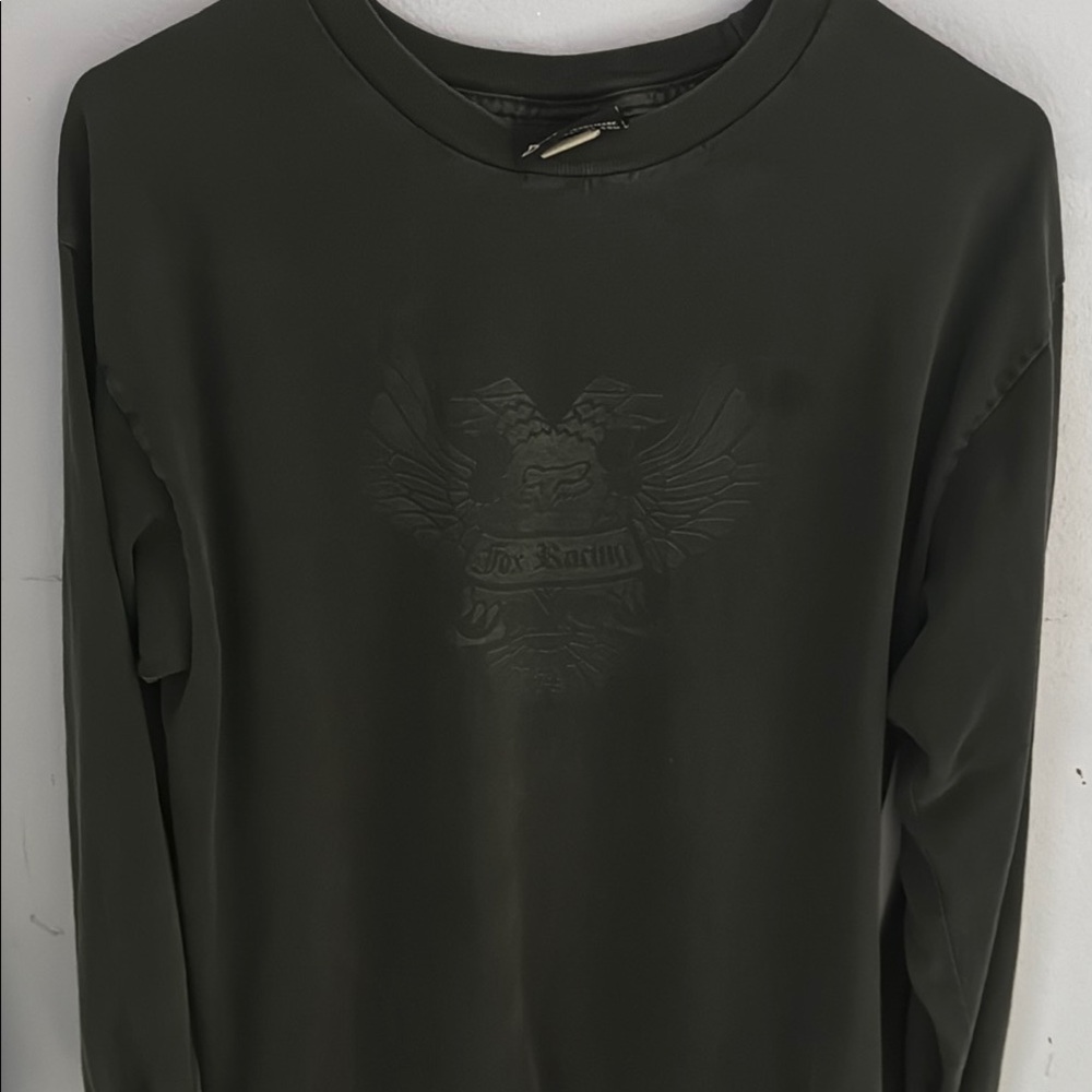 Fox Green Long Sleeve Tee with Tonal Design
